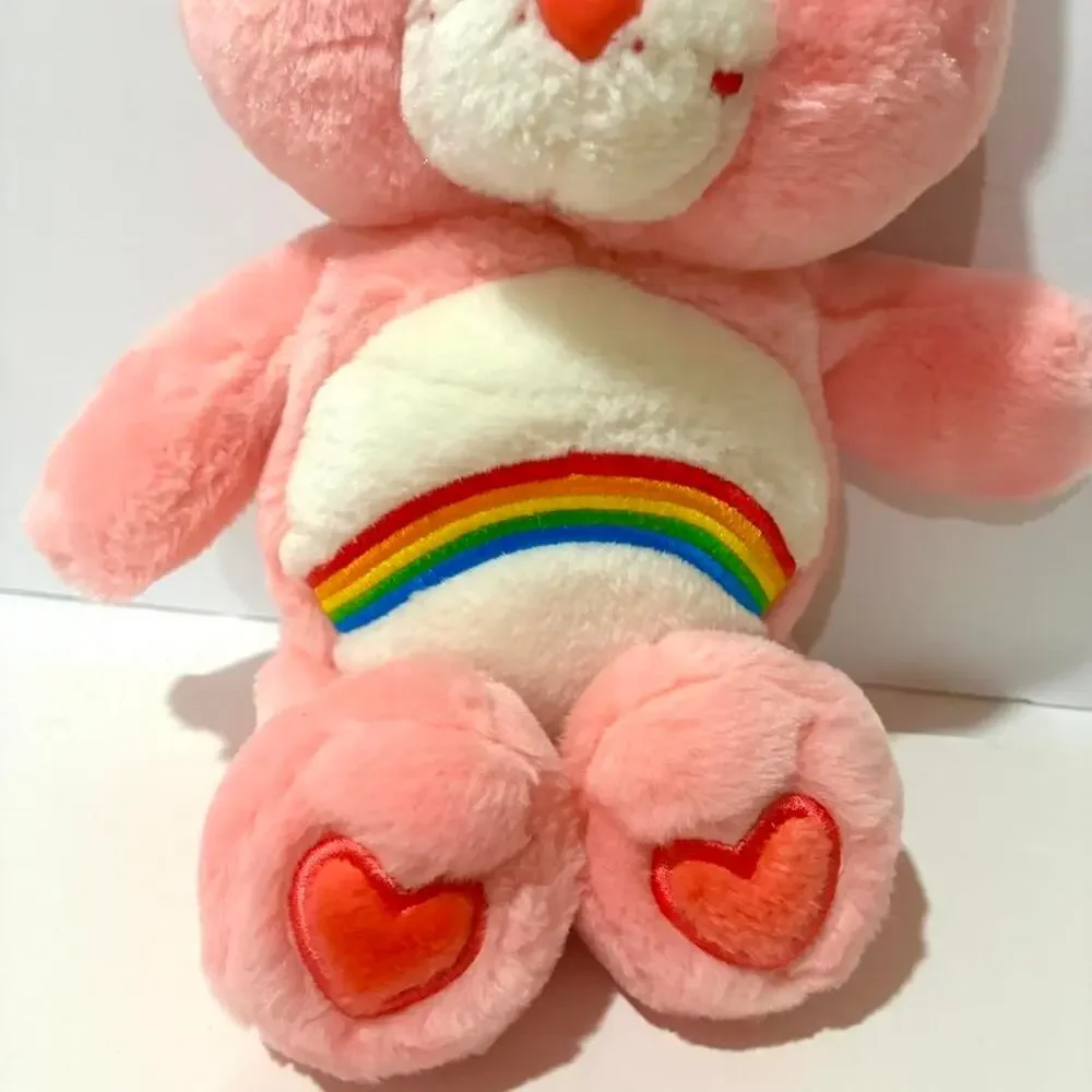 Care Bears Cheer Bear Plush 2002 Stuffed Animal Pink Rainbow